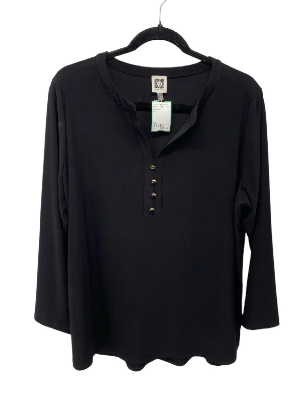 Anne Klein Misses Size XL Black LS BlouseLounge Shirts